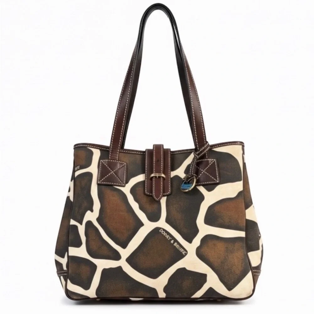 Dooney & Bourke Brown and Cream Giraffe-Print Tote